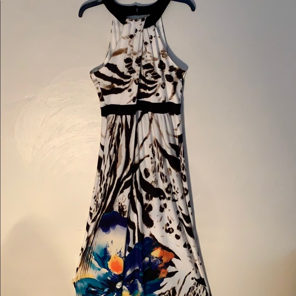 Leopard and Floral HalterTop Maxi Dress